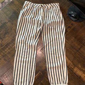 Striped Canvas Pants in Black and White